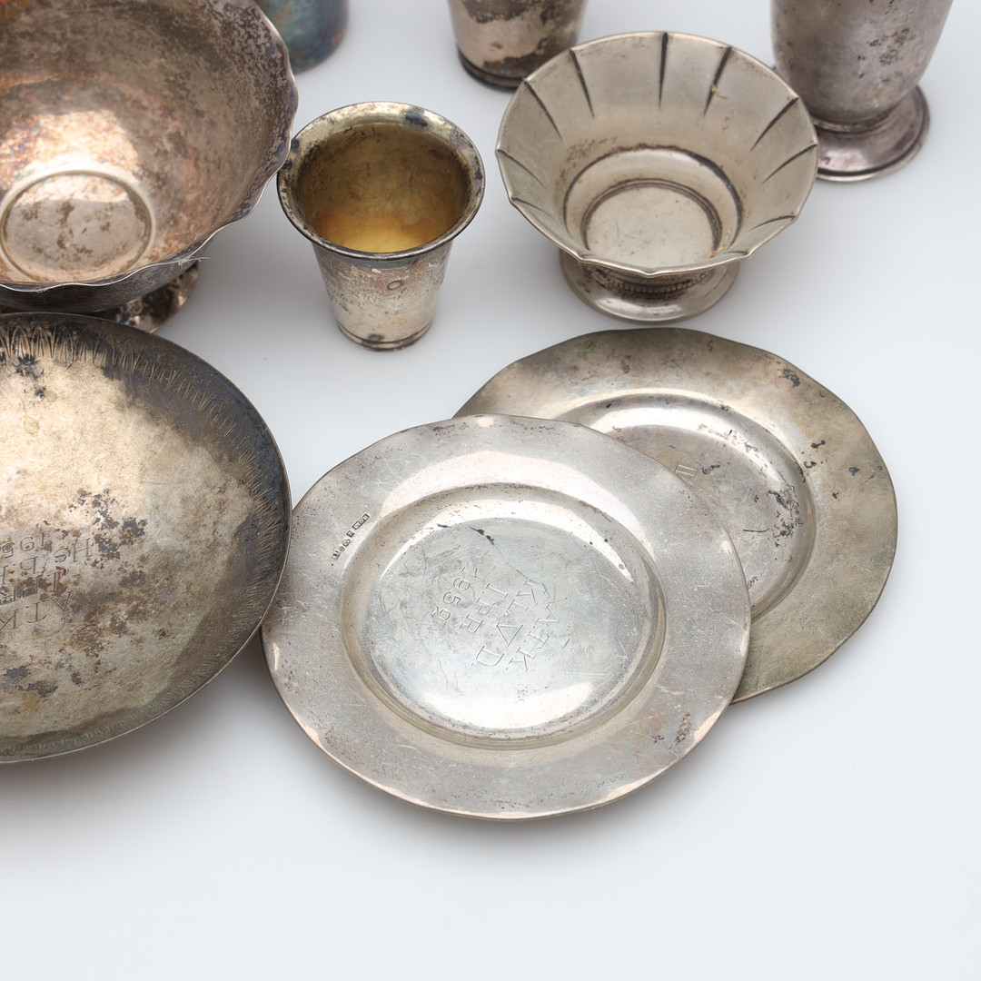 POKALER/PRISER 19 delar, silver, vikt ca 635 gram.