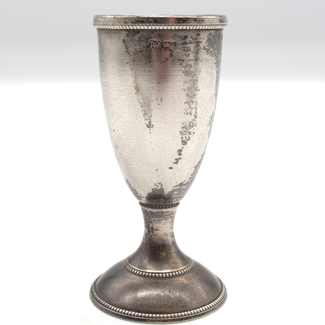 ANTIKER RUSSISCHER BECHER 875 SILBER/84 ZOLOTNIKI, MIT MEISTERMARKE.