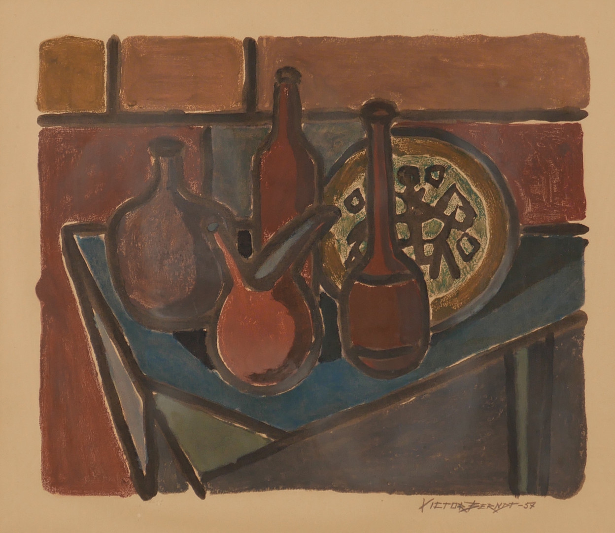 VIKTOR BERNDT. Gouache, signerad och daterad -57.
