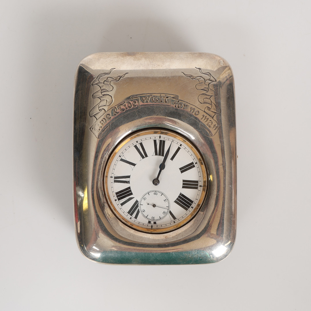 A LATE 19TH CENTURY SILVER TRAVELLING WATCH CASE WITH POCKET WATCH.
