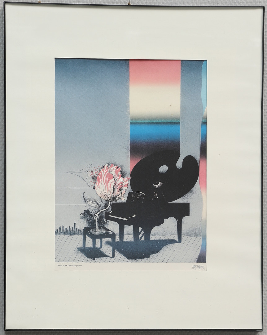 ARDY STRÜWER. Efter, Offsettryck, "New York rainbow piano", tryckt signatur, 1900-tal.
