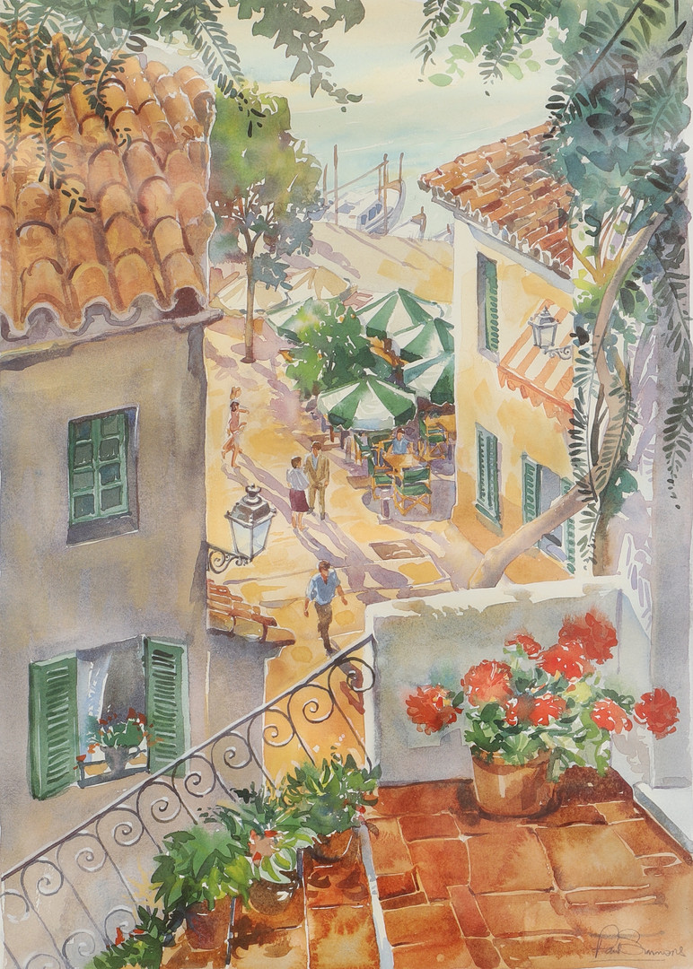 PAUL SIMMONS. Efter. Offsettryck, "Harbour Steps", The Art Group Limited, England, 1993.