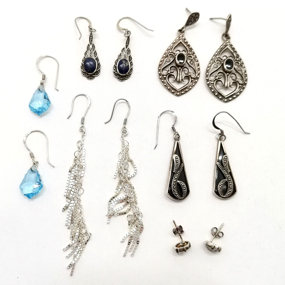 6x PAIRS OF SILVER EARRINGS INC STONE SET.