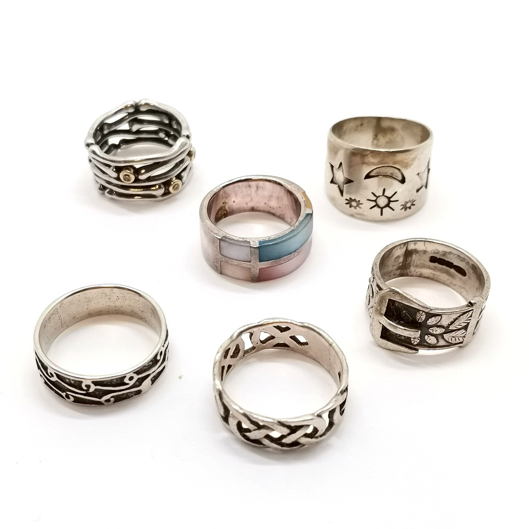6x SILVER RINGS INC ALE (PANDORA), SUN / STARS / MOON ETC.