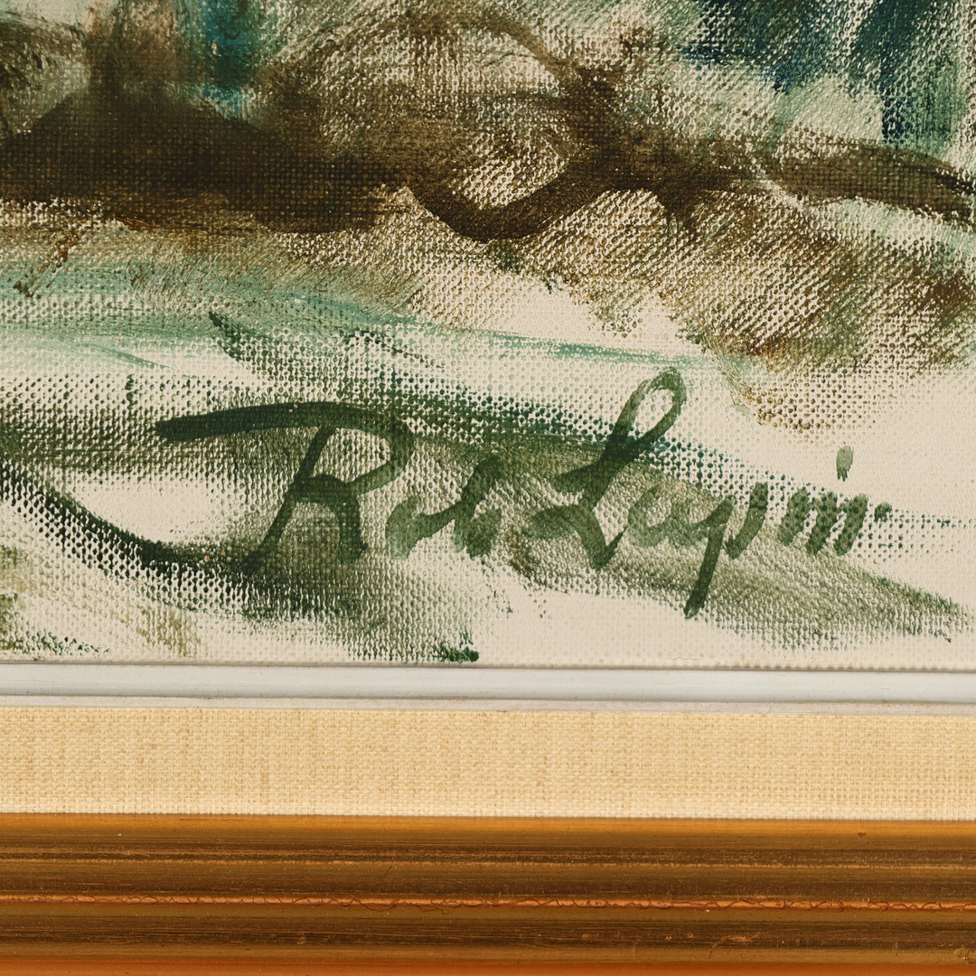 ROBERT LEEPIN 1885-1967. Kystparti med høfde, Olie på lærred. Signeret. Danmark.