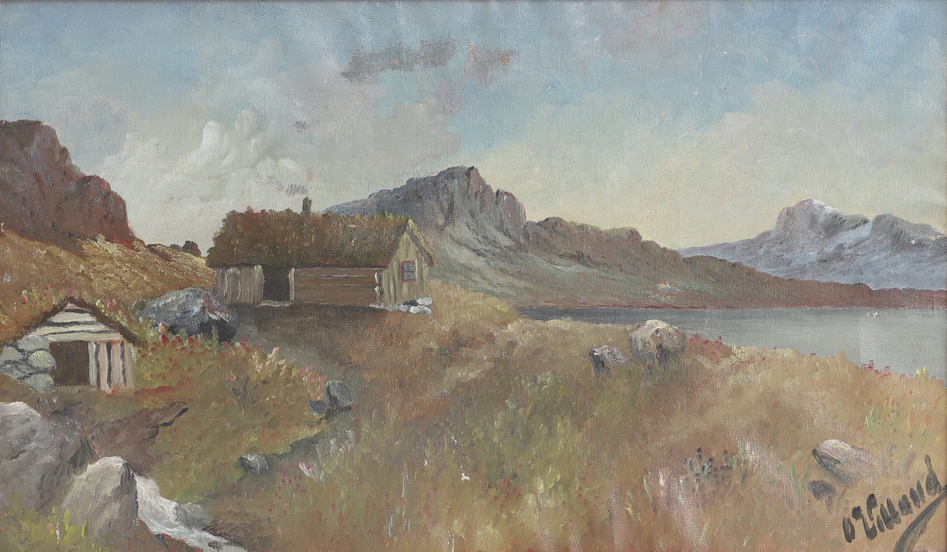 OLE VILLAND. Olja på uppfordrad duk, Norge, signerad.