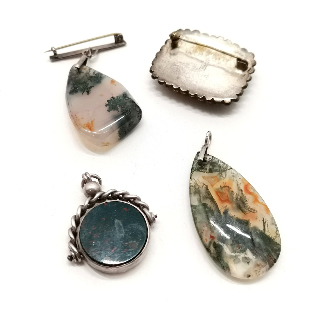 4X SILVER JEWELLERY INC 2X MOSS AGATE.