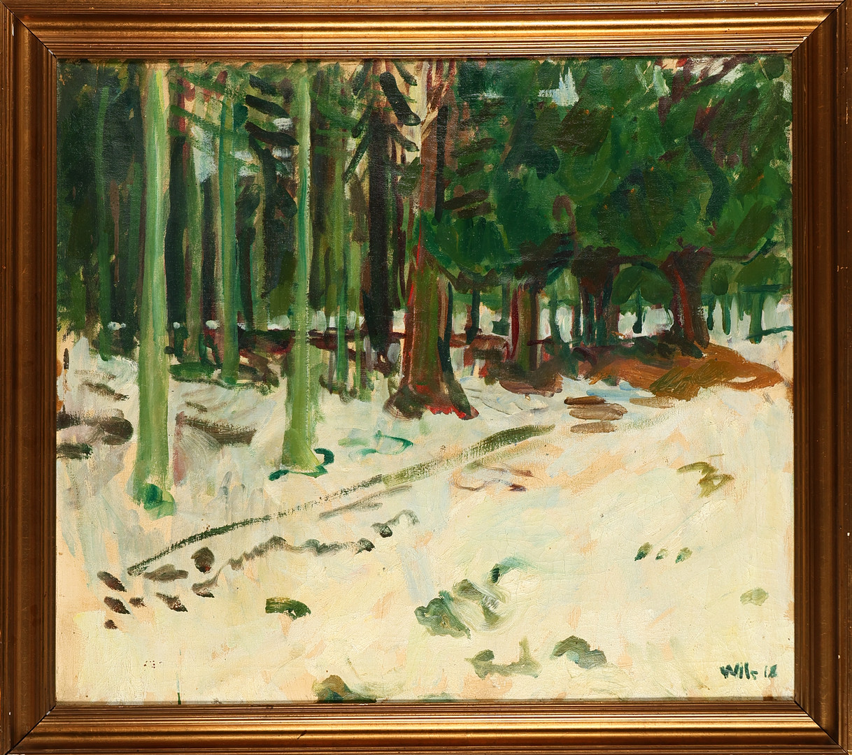 WILHELM WILS (1880-1960). Skovparti, sign. Wils. Olie på lærred. Danmark.