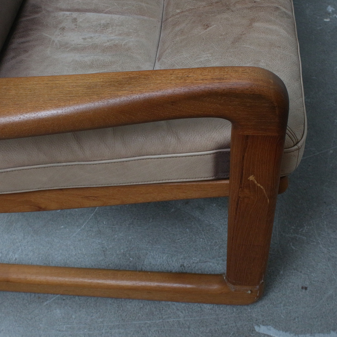HOLSTEBRO MØBELFABRIK. Sofa / Zweisitzer, Teak, Leder, 1970er, Dänemark.