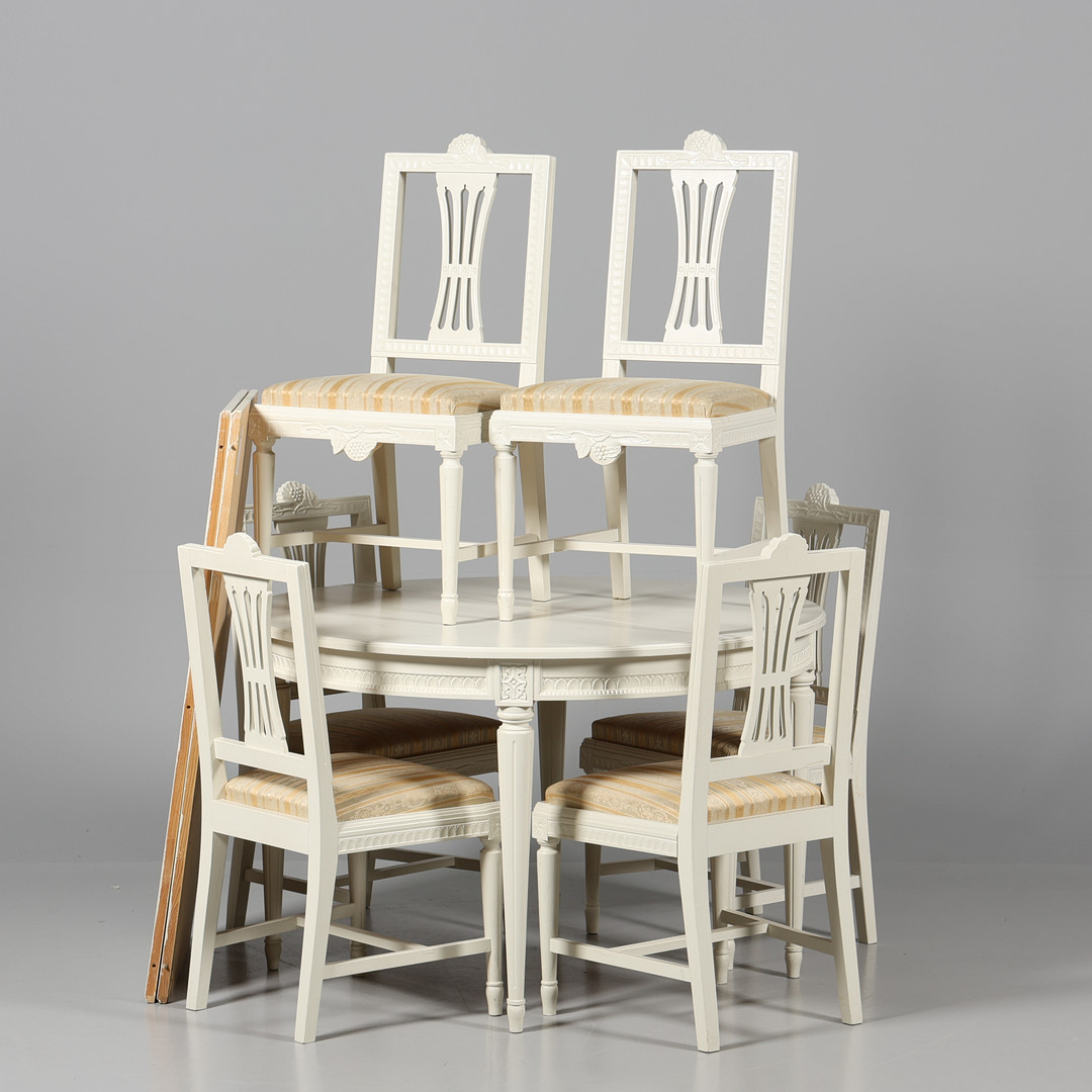 MATGRUPP, 7 delar, gustaviansk stil, 1900-tal.