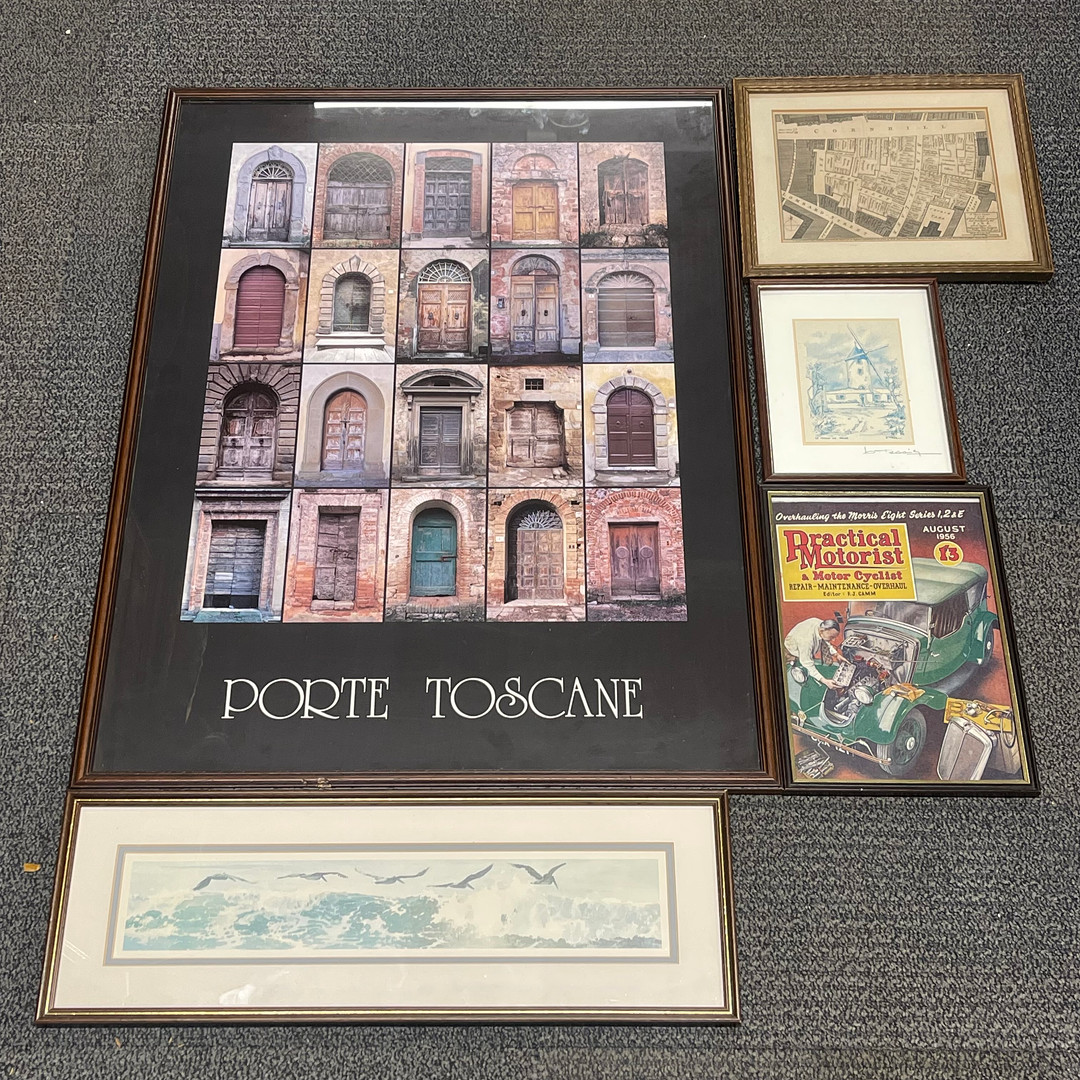 FIVE FRAMED PICTURES.