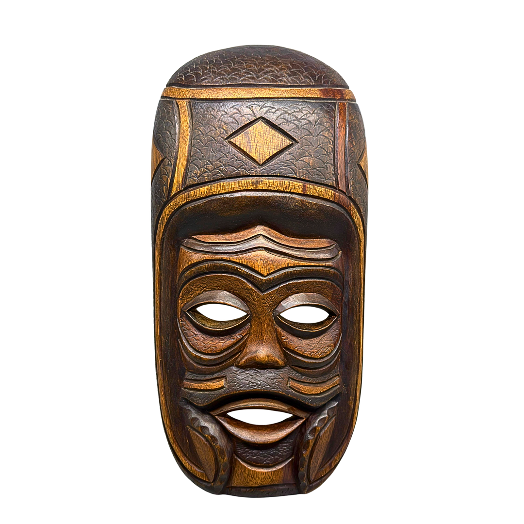 AFRIKANISCHE WANDMASKE, HANDGESCHNITZT AUS HOLZ.