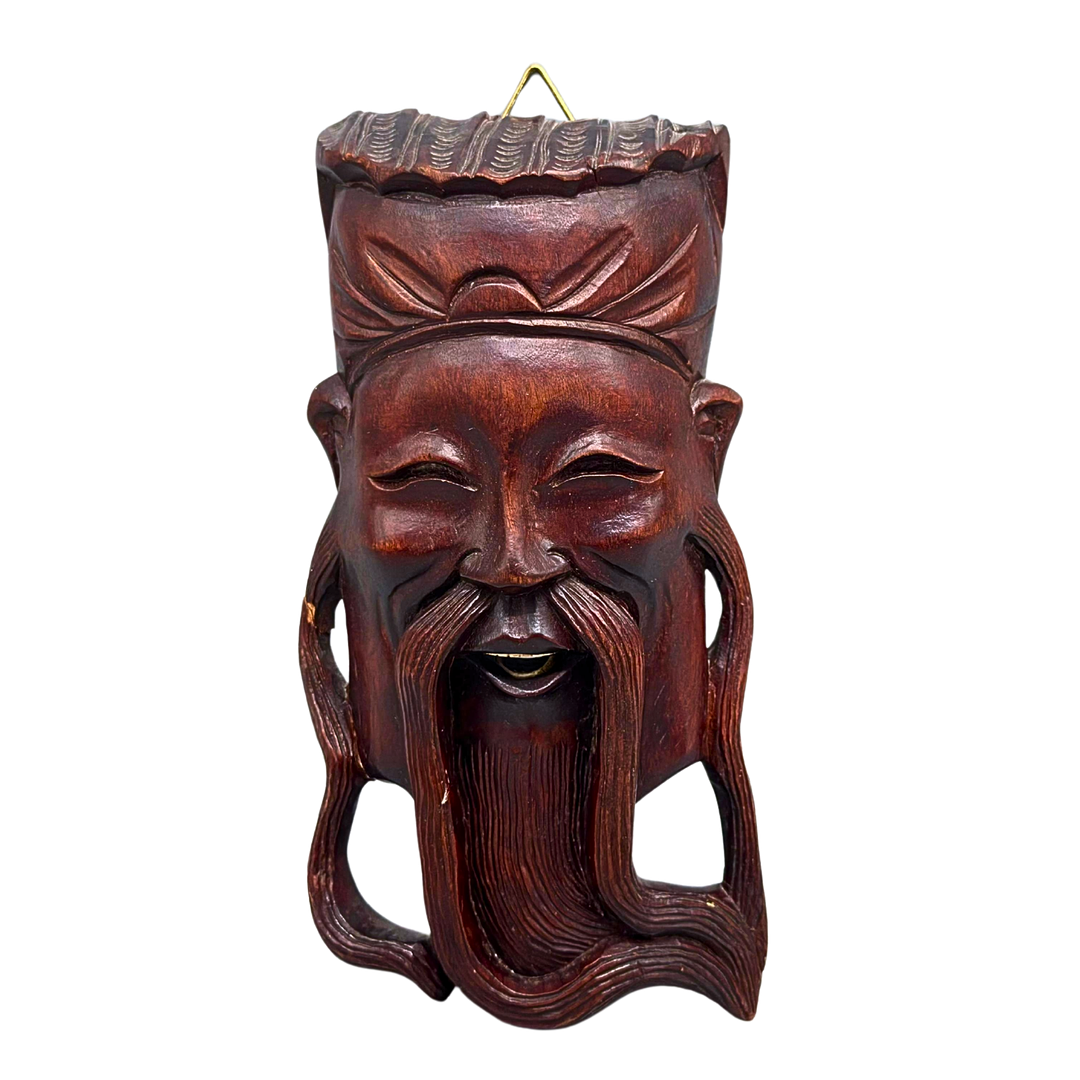 CHINESISCHE WANDMASKE AUS HOLZ DES GOTTES SHOU XING.