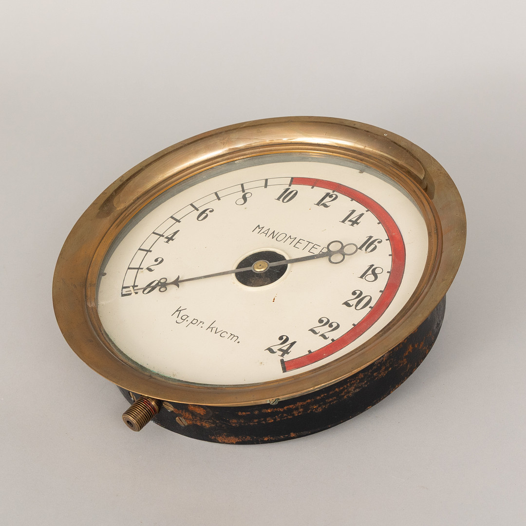 MANOMETER, tryckmätare, mässing och metall.