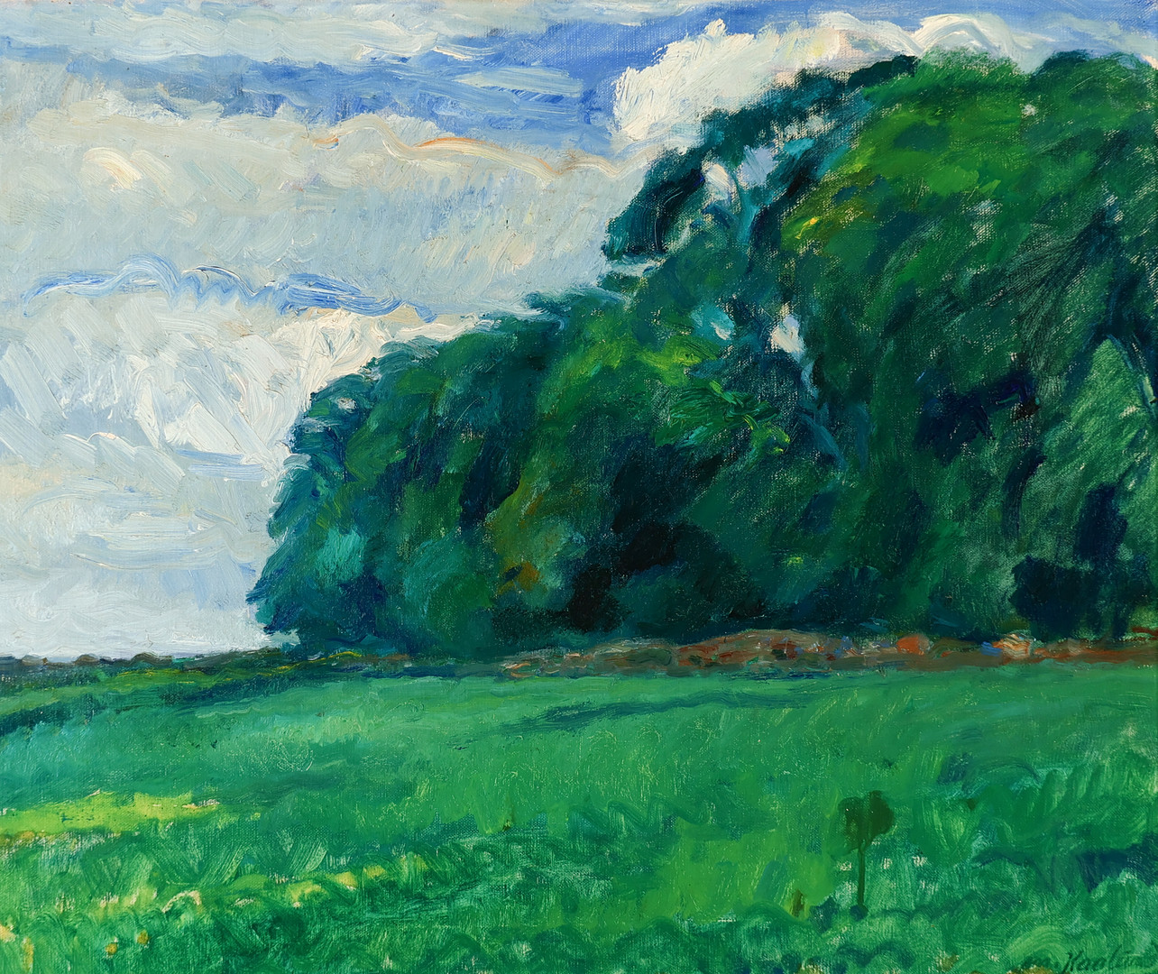 MARTIN KAALUND JØRGENSEN 1889-1952. " Skovkant", olie på lærred. Signeret. 1933 Danmark.