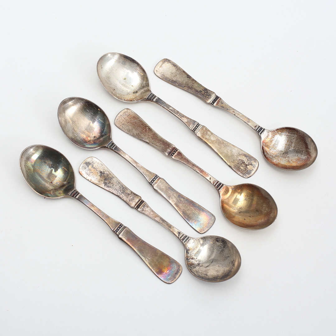 ERIC LÖFMAN. Silver, kaffeskedar, 6 st, "Uppsala", MGAB, vikt 76 gram.