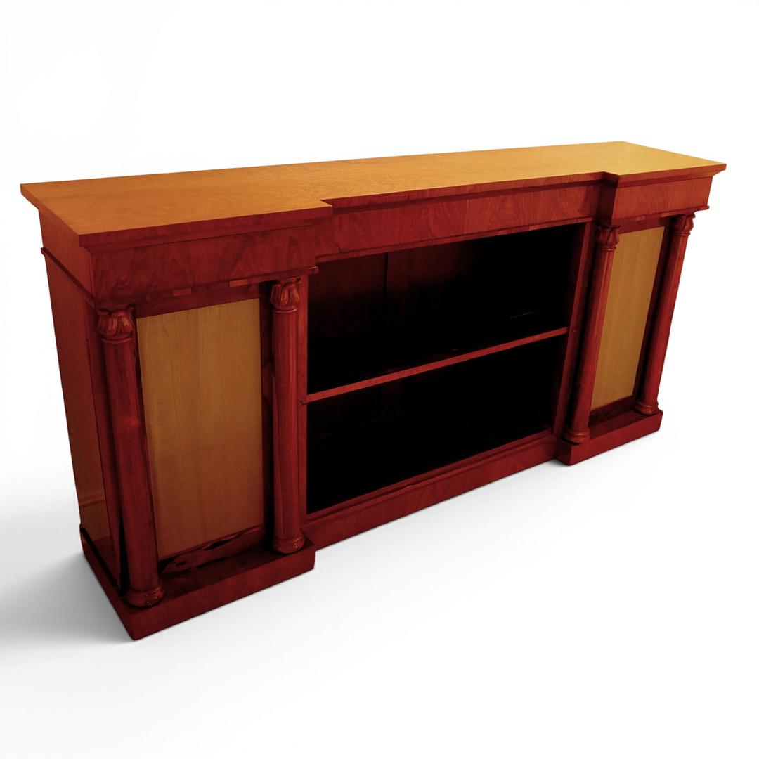 A WILLIAM IV ROSEWOOD INVERTED BREAKFRONT BOOKCASE.