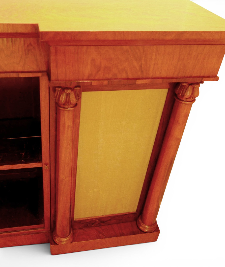 A WILLIAM IV ROSEWOOD INVERTED BREAKFRONT BOOKCASE.