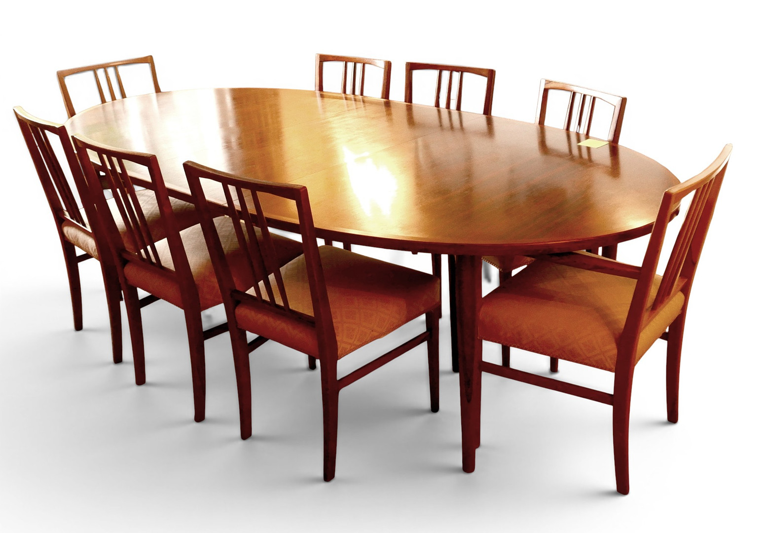 A 1970'S DANISH ROSEWOOD DINING TABLE ARNE VODDER FOR SIBAST FURNITURE ,EIGHT CHAIRS BY GORDON RUSSEL.