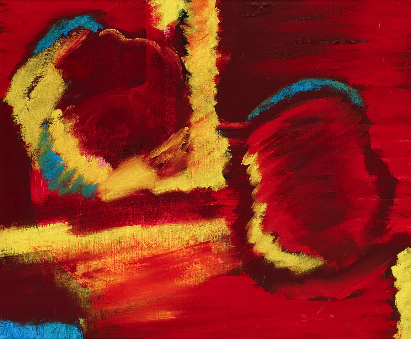 KAY LUNDFELT (1922-2002). Abstrakt komposition betitlet 'Rødt landskab', olie på lærred, signeret og dateret 1965.