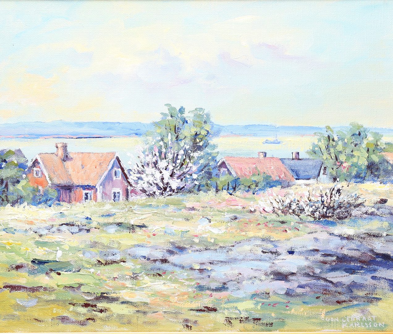 EGON LENNART KARLSSON. Olja på duk,"Sommardag i skärgården", signerad.