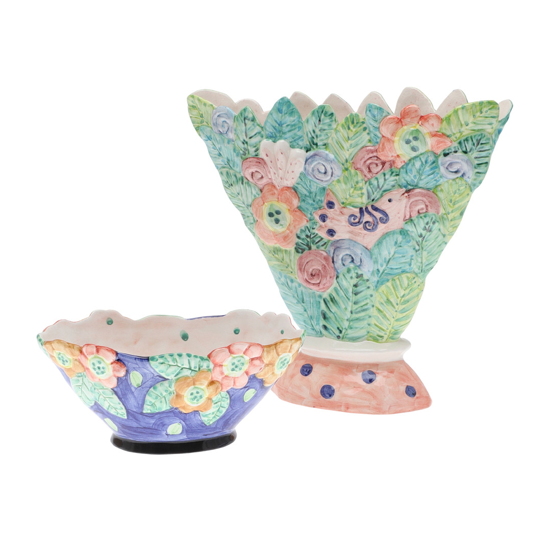 BELEN GOMEZ FOR LIBERTY. TWO STUDIO POTTERY BOWLS.