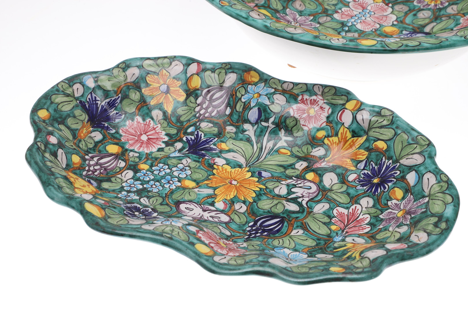A MID-20TH CENTURY ITALIAN FLORAL PAINTED DRESSING TABLE SET.