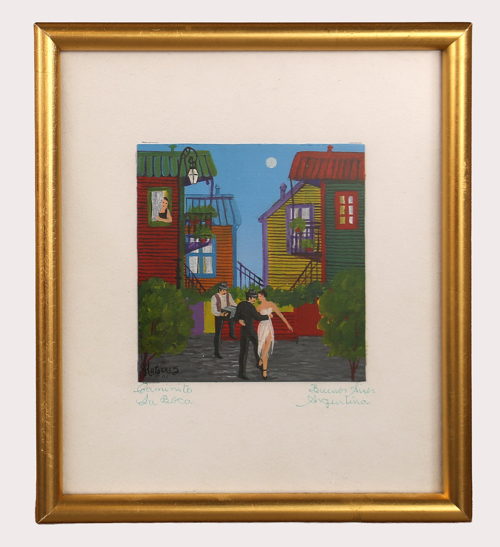 MATORRES, Olja på papper, Beuenos Aires, tangodans, signerad, daterad 2001.