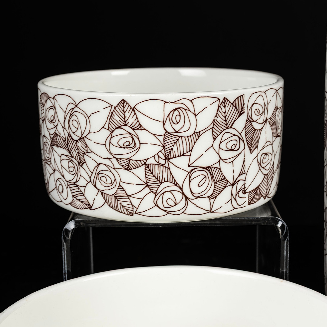 STIG LINDBERG. Servisdelar 3 st, "Rosenfält", Stig Lindberg, Gustavsberg, 1900-talets mitt.