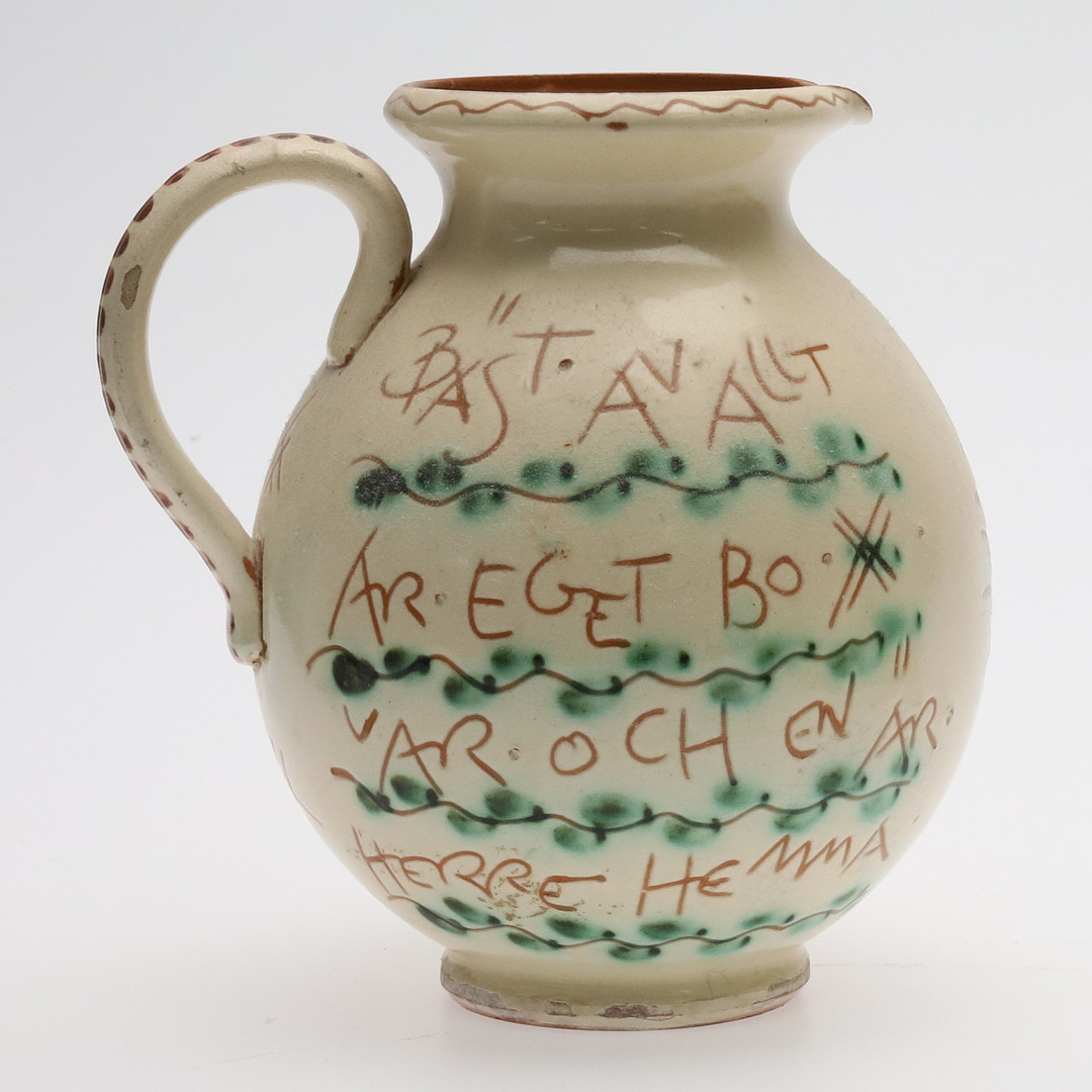 KANNOR. 4st. Glaserat lergods, Gabriel Keramik, Sverige, 1900-tal.