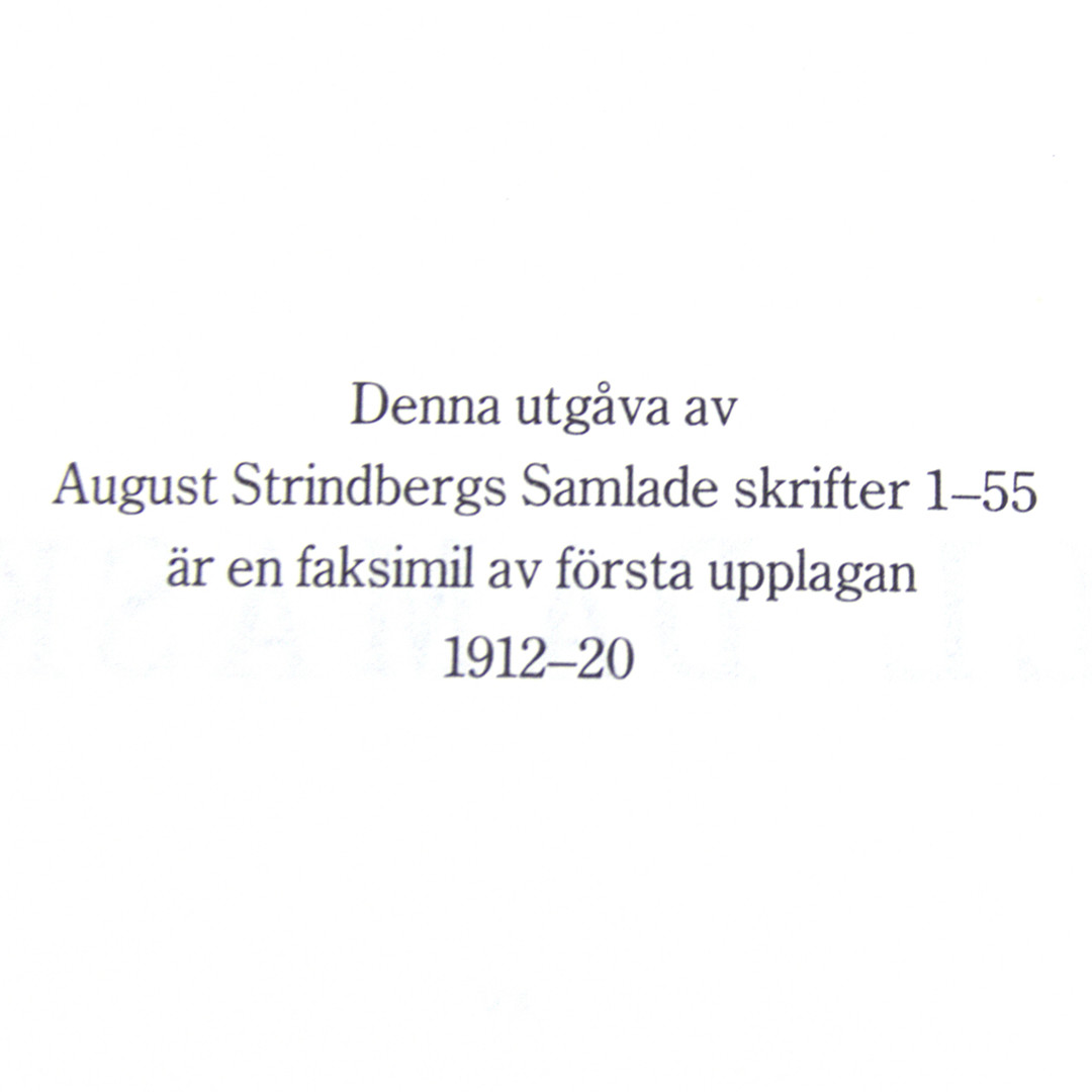AUGUST STRINDBERG. Böcker, 49 helfranska band, "Stringberg samlade skrifter", Albert Bonniers Förlag, 1987.