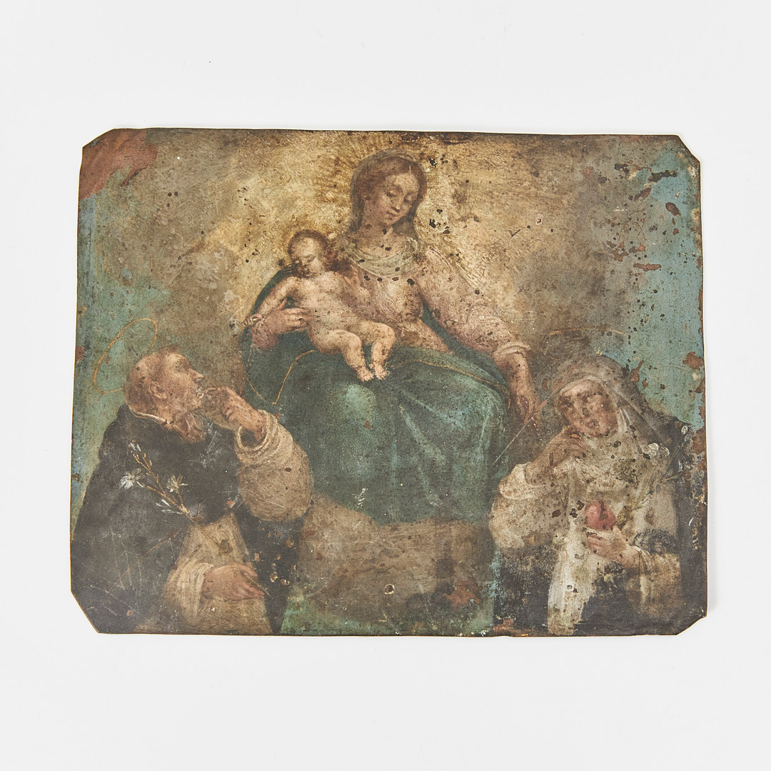 ITALIENSK SKOLA (1700-tal). Rosenkransmadonnan (Madonna del Rosario).