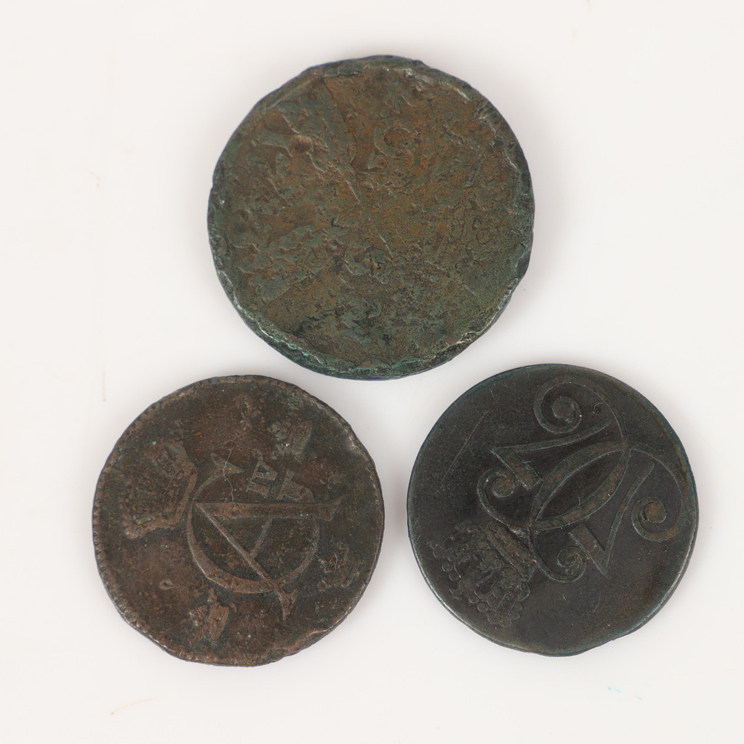 MYNT, 6 stycken, koppar, Sverige & Danmark, 1700/1800-tal.