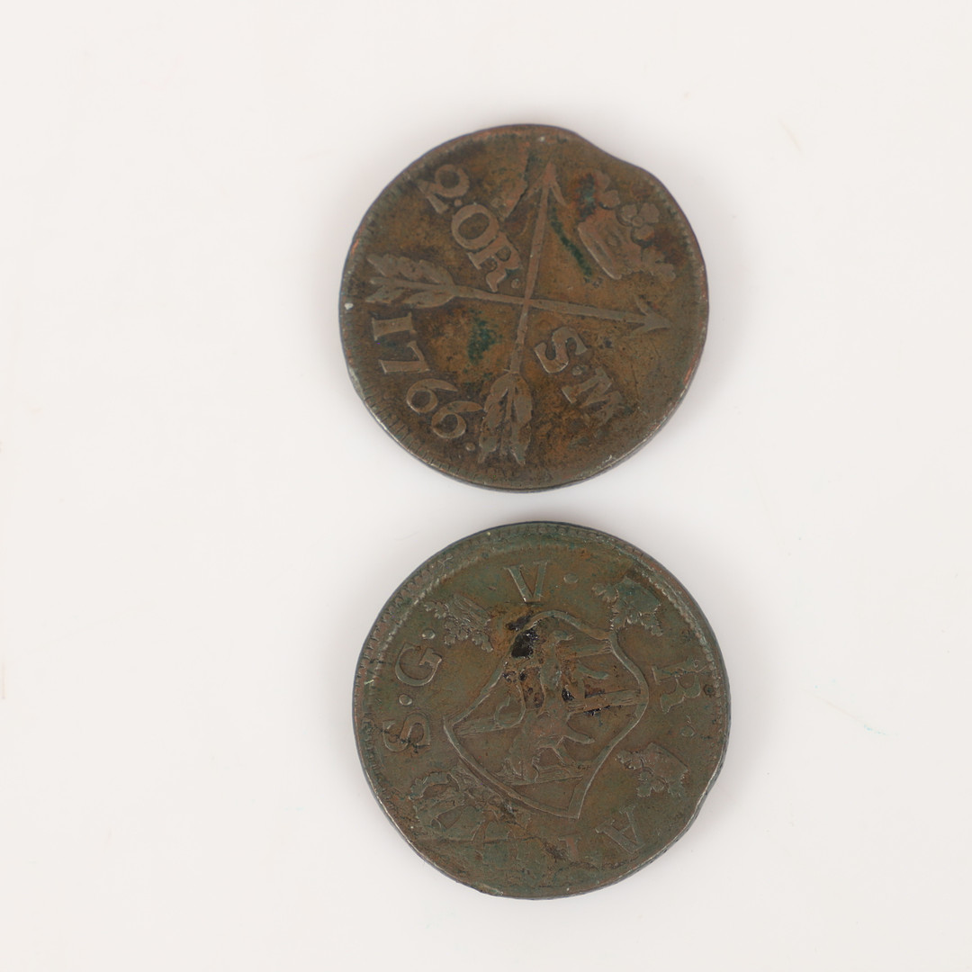 MYNT, 6 stycken, koppar, Sverige & Danmark, 1700/1800-tal.