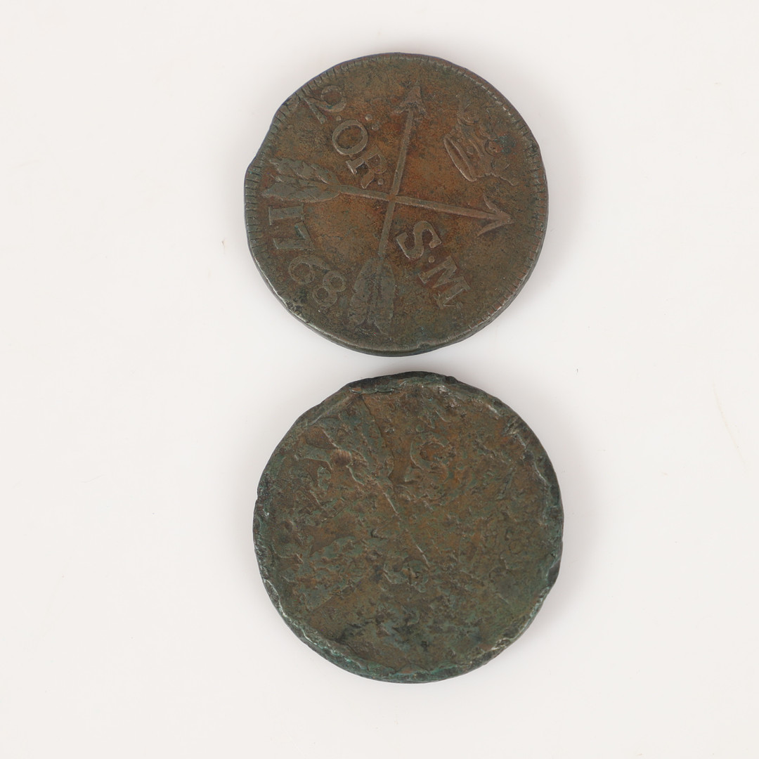 MYNT, 6 stycken, koppar, Sverige & Danmark, 1700/1800-tal.