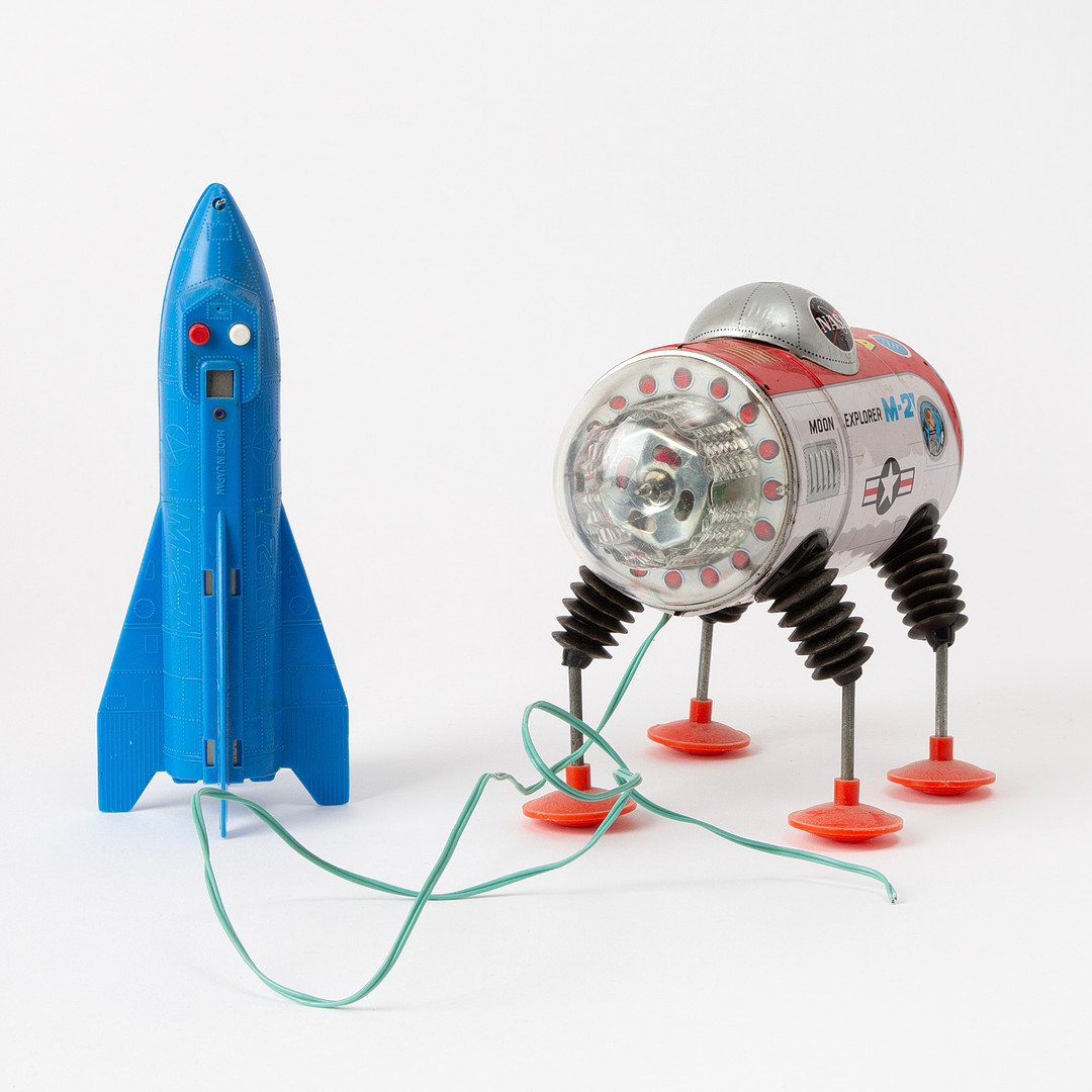 YONEZAWA. "Nasa Moon Explorer", Rymdfarkost, litograferad plåt och plast, 1950/60-tal.