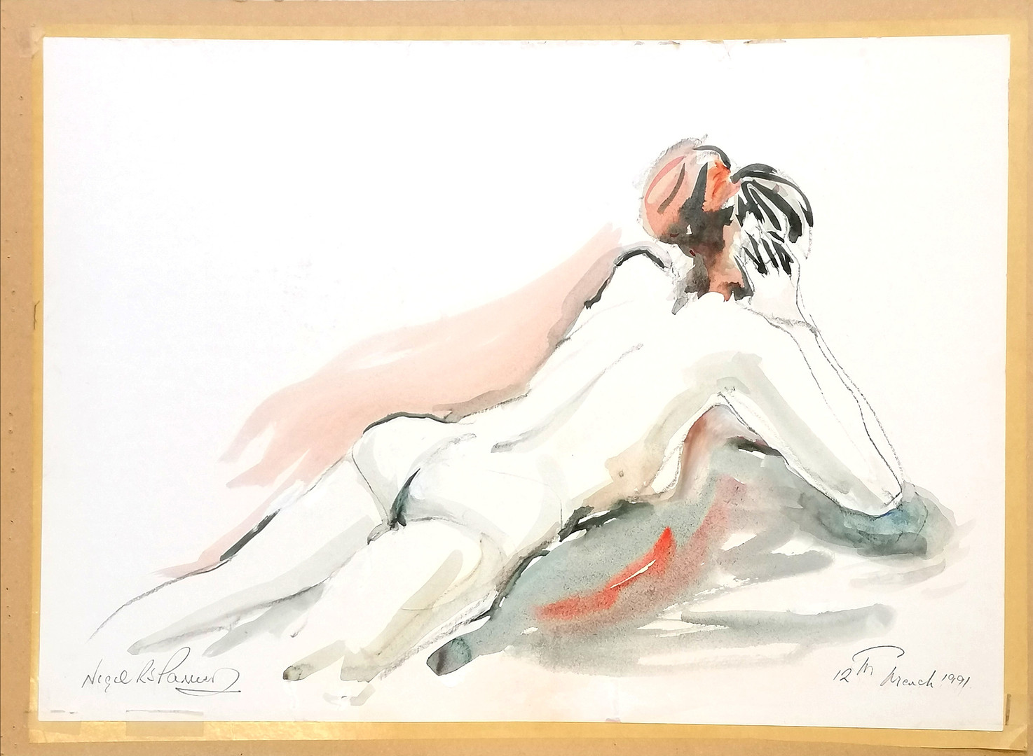 *1991 NIGEL PARRISS SIGNED ORIGINAL NUDE STUDY OF A FEMALE.