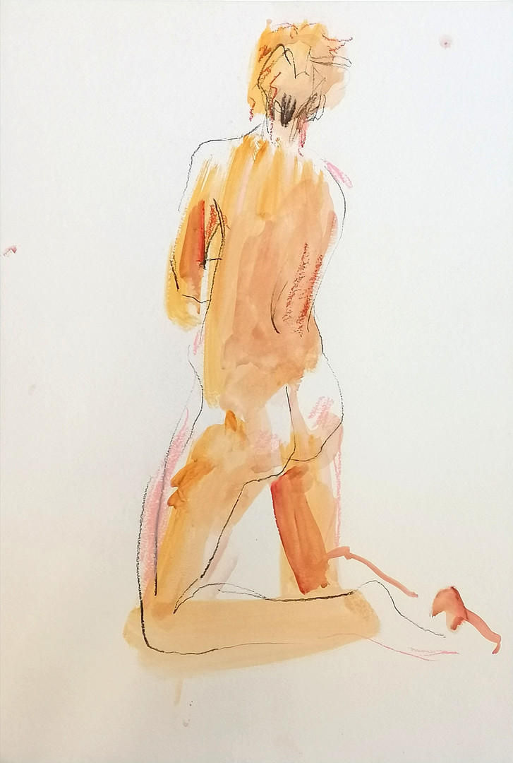 *ORIGINAL NIGEL PARRISS STUDY OF A NUDE KNEELING FEMALE.