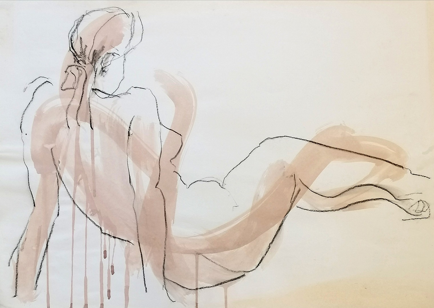 *ORIGINAL NIGEL PARRISS NUDE STUDY OF A FEMALE RECLINING.