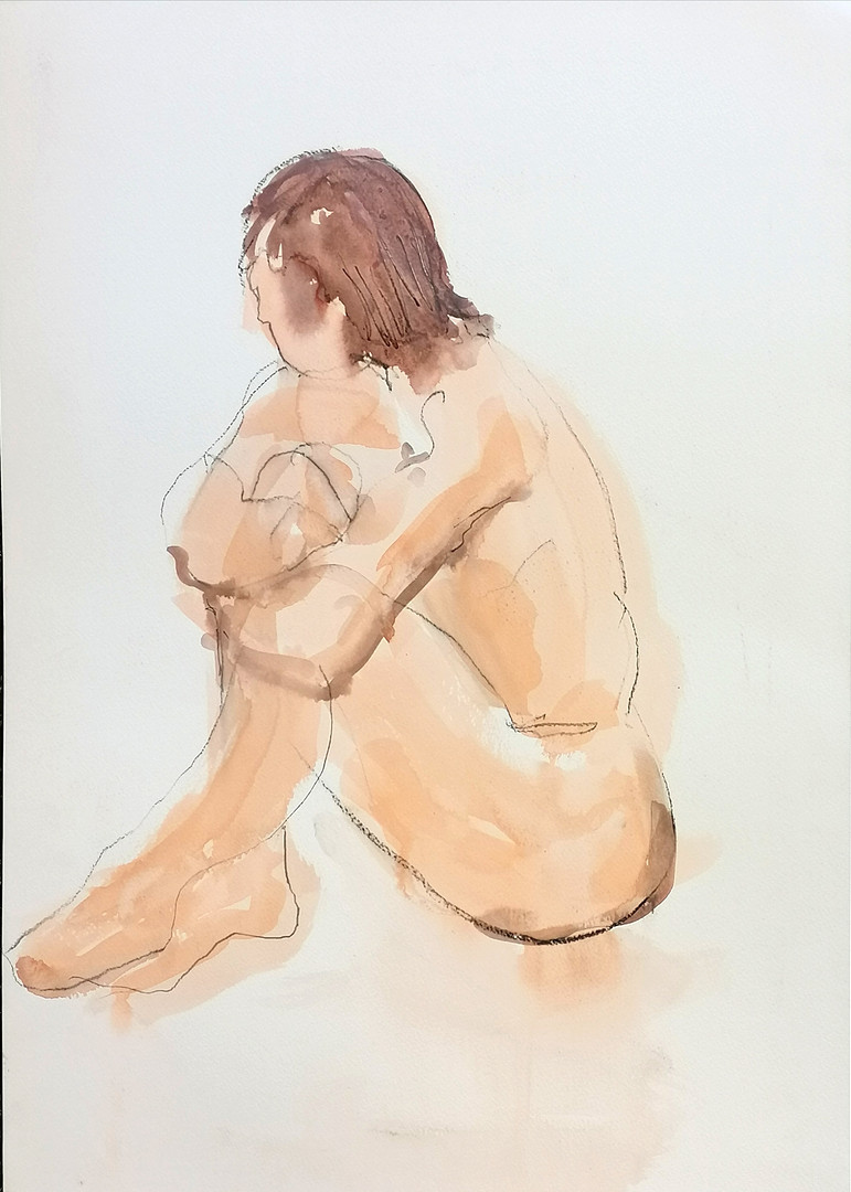 *ORIGINAL NIGEL PARRISS NUDE STUDY OF A FEMALE SEATED.