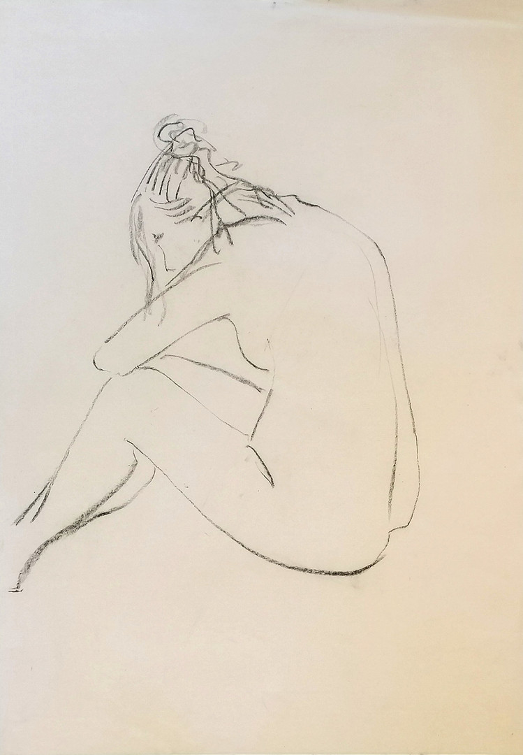 *ORIGINAL NIGEL PARRISS DRAWING OF A SEATED FEMALE.