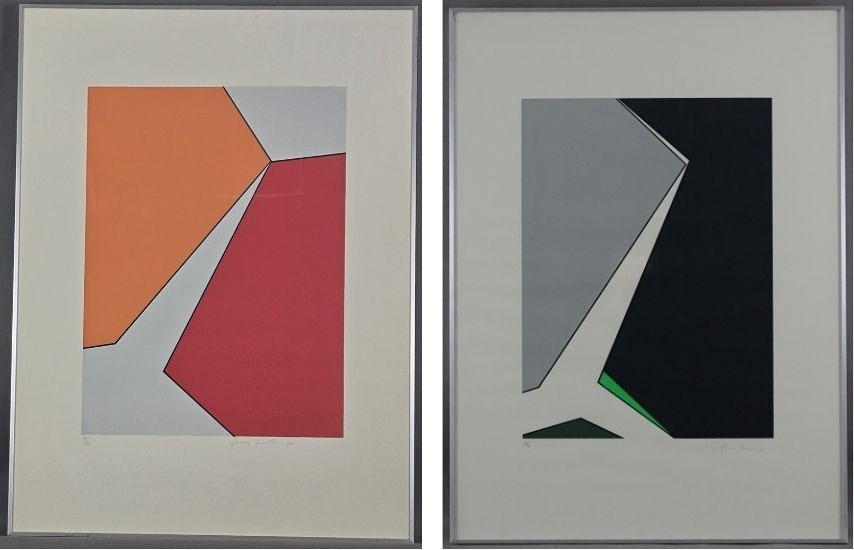LOSINGER-FERRI, JENNY. 2 geometrische Farbkompositionen, Farbserigraphie auf Papier.