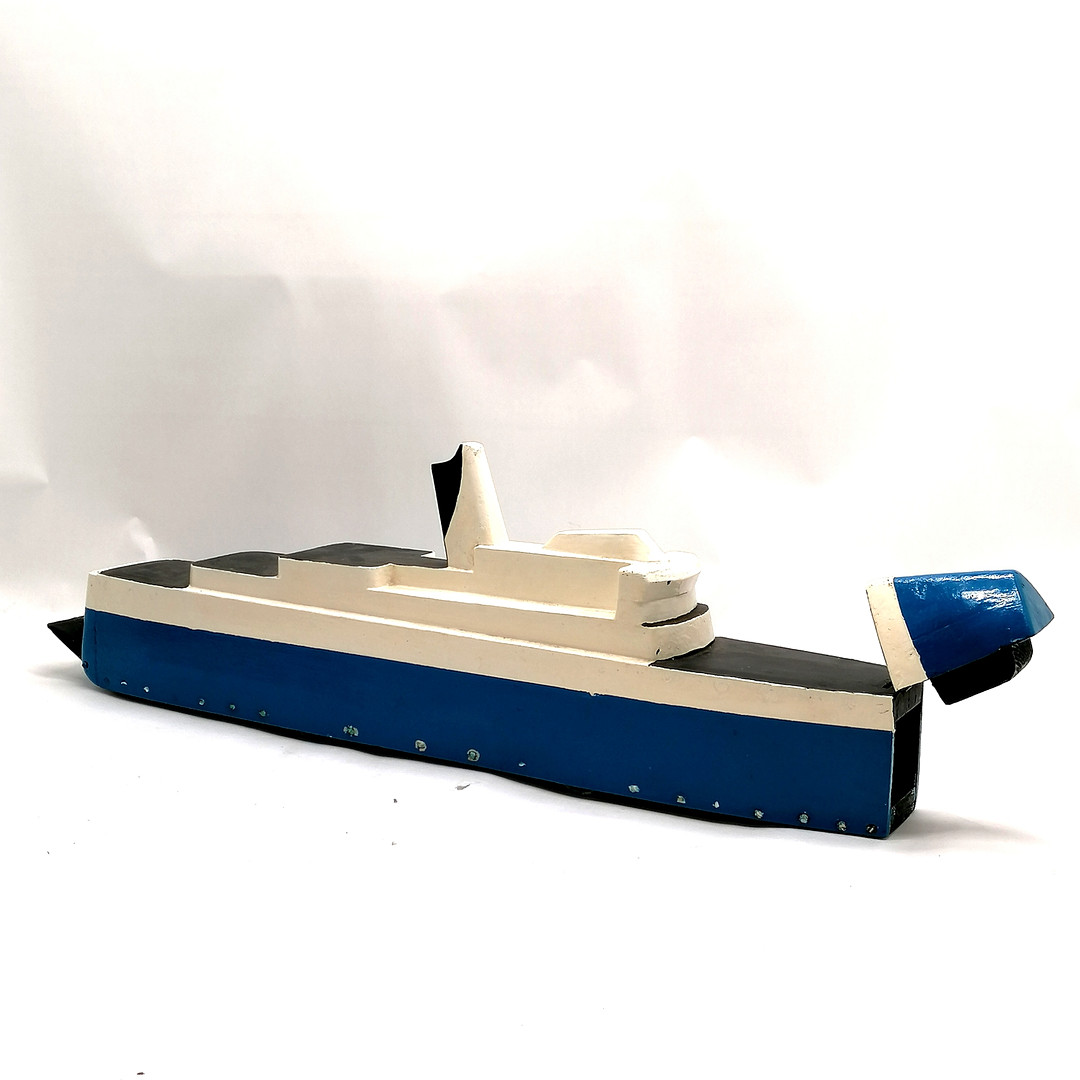 *SCRATCH BUILT WOODEN MODEL OF A CAR FERRY / BOAT.