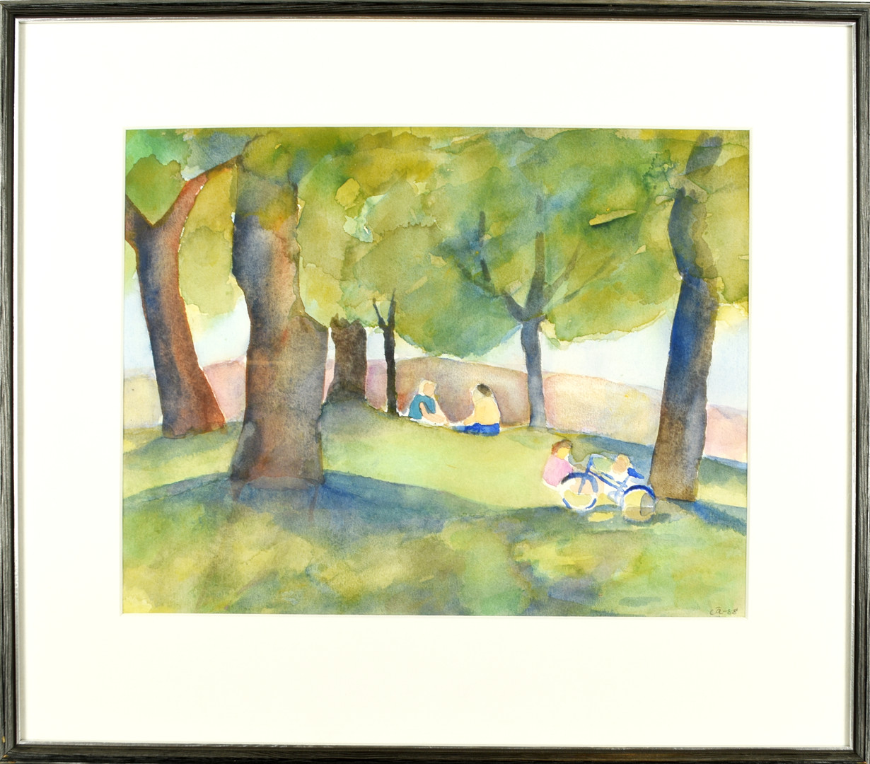 CHRISTINA ÄRLESTIG. Akvarell på papper, Park- och skogsmotiv, Signerad, År 1988.