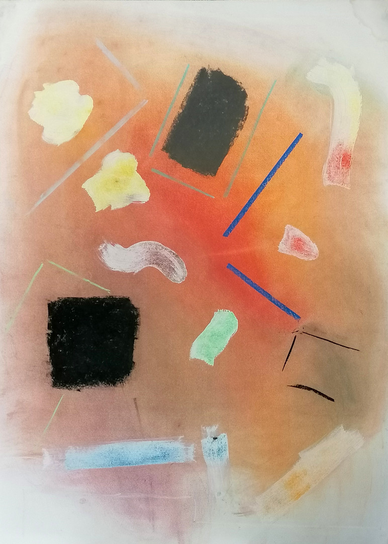 CONTEMPORARY ABSTRACT WATERCOLOUR PAINTING ON CARD.