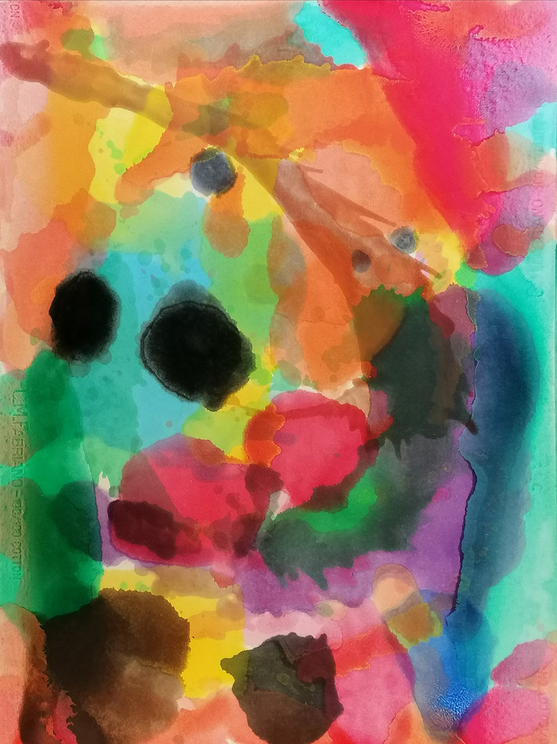 CONTEMPORARY ABSTRACT WATERCOLOUR PAINTING ON CARD.