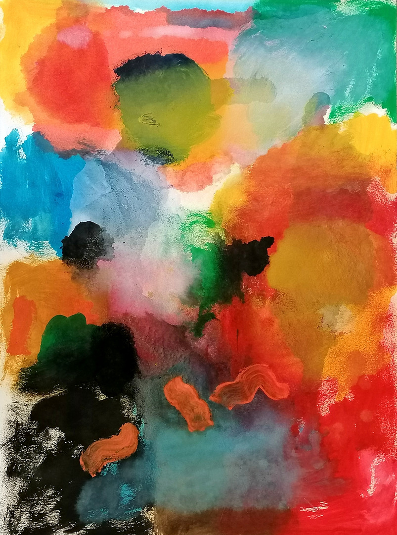 CONTEMPORARY ABSTRACT WATERCOLOUR PAINTING ON CARD.