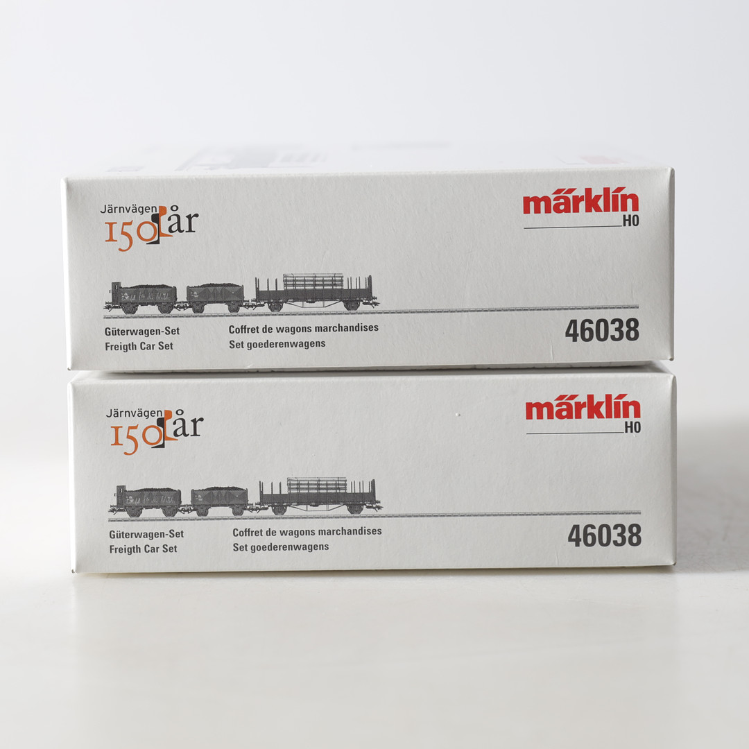VAGNSET, 2 st. 46038, H0, SJ:s godsvagnar, Märklin.