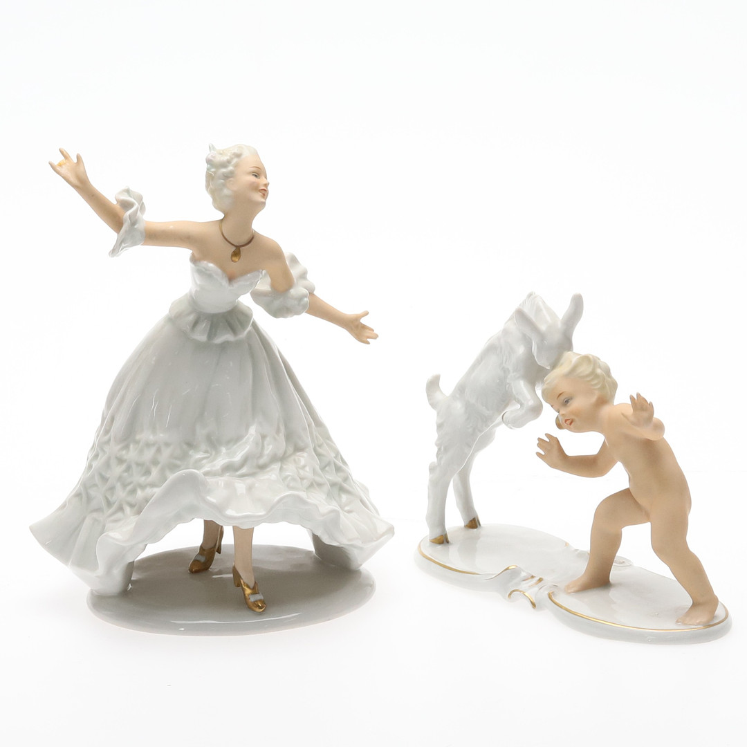 FIGURINER. 2 st. Porslin. Schaubach Kunst, Tyskland. 1900-tal.