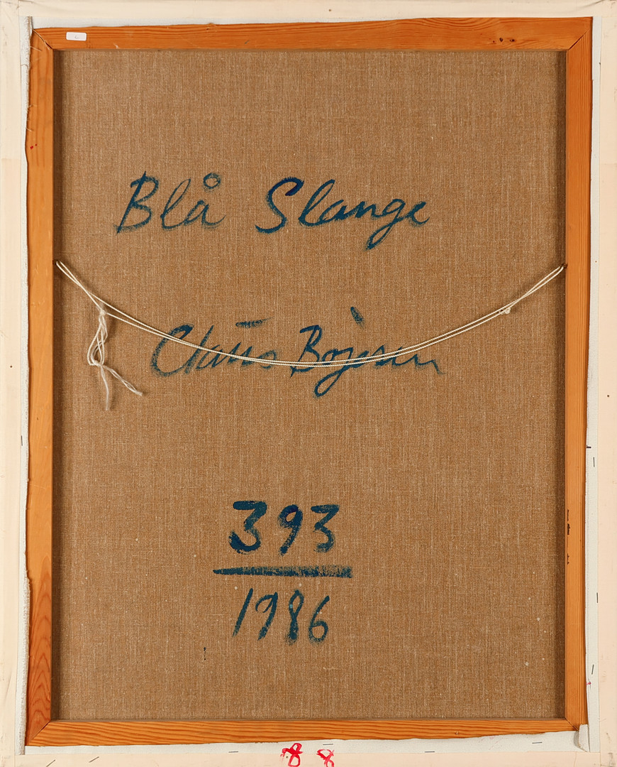 CLAUS BOJESEN (1948 - 2023). “Blå slange”, Signeret. Olie på lærred. 1986.